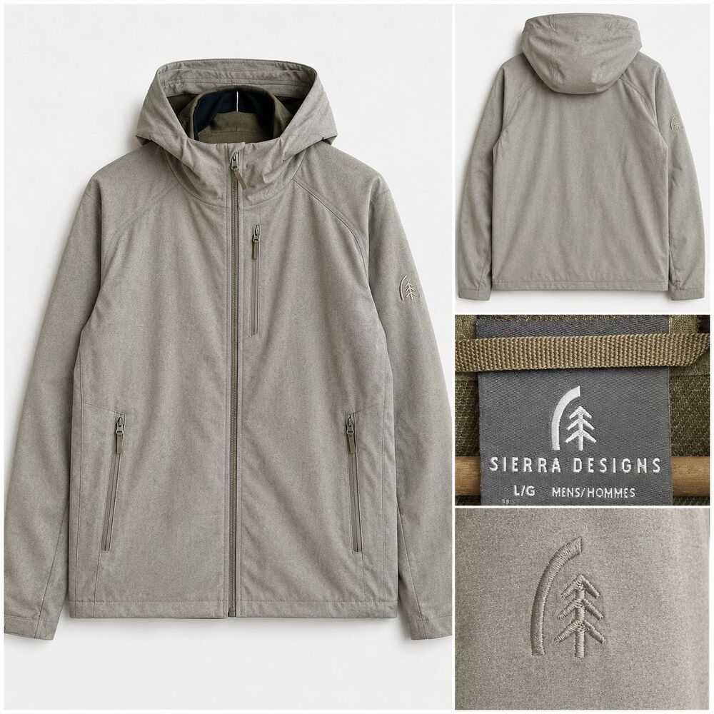 Sierra Designs Men’s Large Long Sleeve Full Zip Jacket Pockets Hooded Outdoors